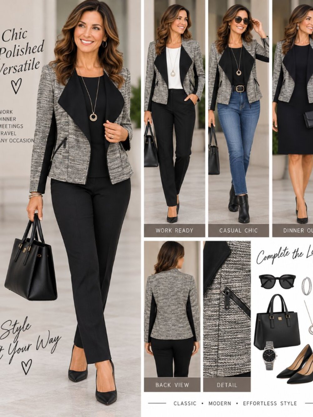 🖤 NWOT Lane Bryant Black & Gray Blazer – Size 14 🤍